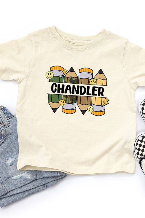 Toddler Personalized Camo Pencil Pack Fine Jersey Tee *Enter Kid's Name