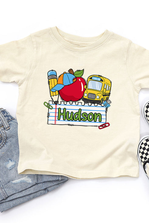 Toddler Personalized Back-to-School Name Tag Boy Fine Jersey Tee *Enter Kid's Name