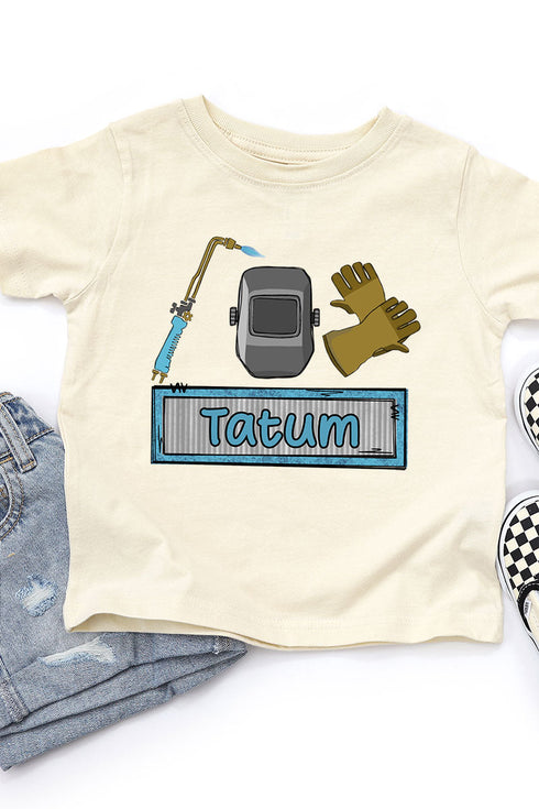 Toddler Personalized Blue Mini Metal Maker Fine Jersey Tee *Personalize Your Name