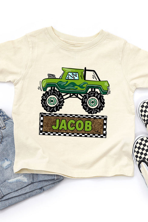 Toddler Personalized Monster Truck Mash Fine Jersey Tee *Personalize Your Name