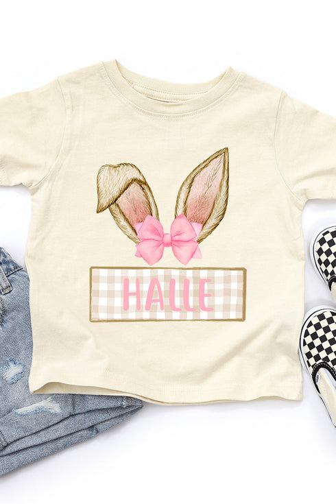 Toddler Personalized Pink Coquette Bunny Ears Fine Jersey Tee *Personalize Your Name