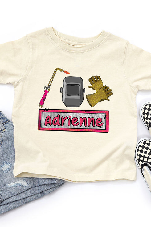Toddler Personalized Pink Mini Metal Maker Fine Jersey Tee *Personalize Your Name