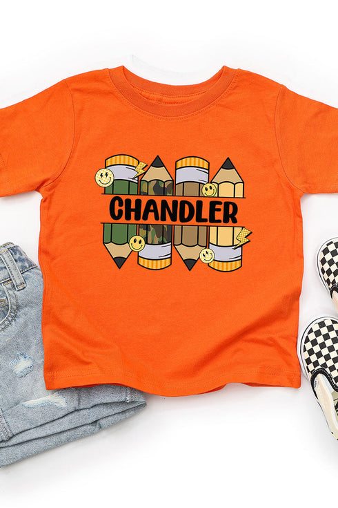 Toddler Personalized Camo Pencil Pack Fine Jersey Tee *Enter Kid's Name