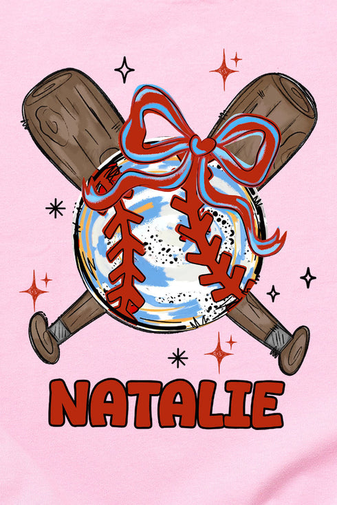 Toddler Personalized Coquette Home Run Hitter Fine Jersey Tee *Personalize Your Name