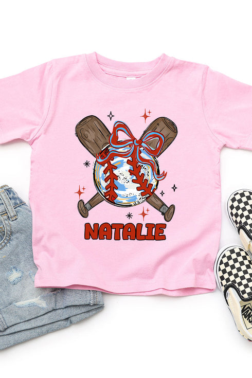Toddler Personalized Coquette Home Run Hitter Fine Jersey Tee *Personalize Your Name