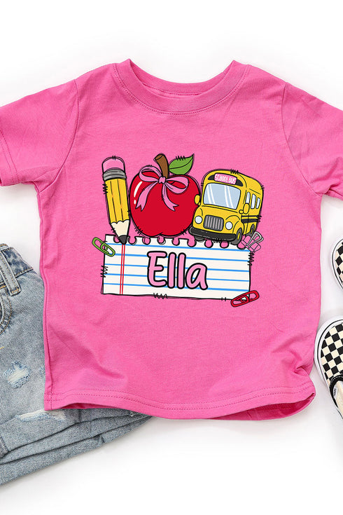 Toddler Personalized Back-to-School Name Tag Girl Fine Jersey Tee *Enter Kid's Name