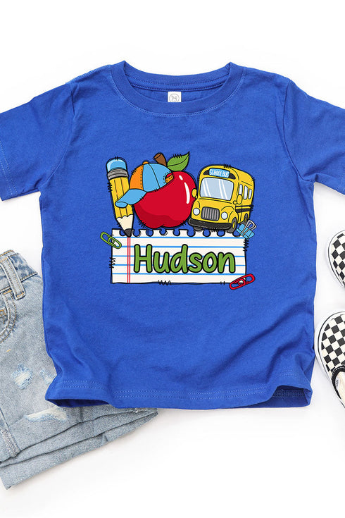 Toddler Personalized Back-to-School Name Tag Boy Fine Jersey Tee *Enter Kid's Name