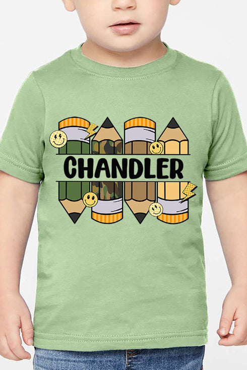 Toddler Personalized Camo Pencil Pack Fine Jersey Tee *Enter Kid's Name