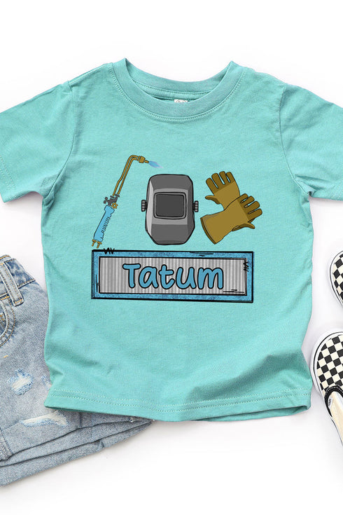 Toddler Personalized Blue Mini Metal Maker Fine Jersey Tee *Personalize Your Name