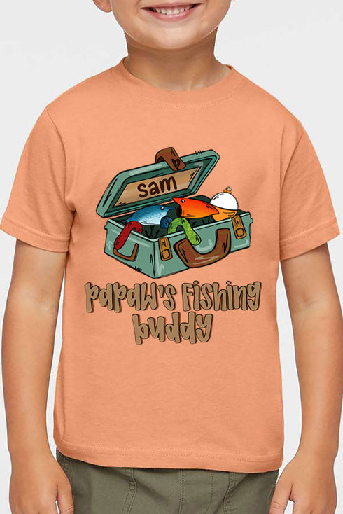 Toddler Personalized Pawpaw's Fishing Buddy Fine Jersey Tee *Personalize Your Name