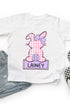 Toddler Personalized Pink Gingham Bunny Fine Jersey Tee *Personalize Your Name