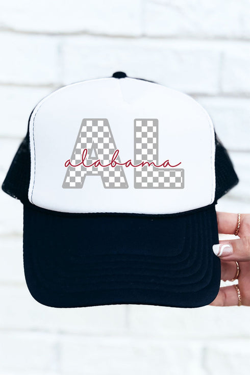 Alabama Checkered Otto Black with White Foam Front Trucker Hat