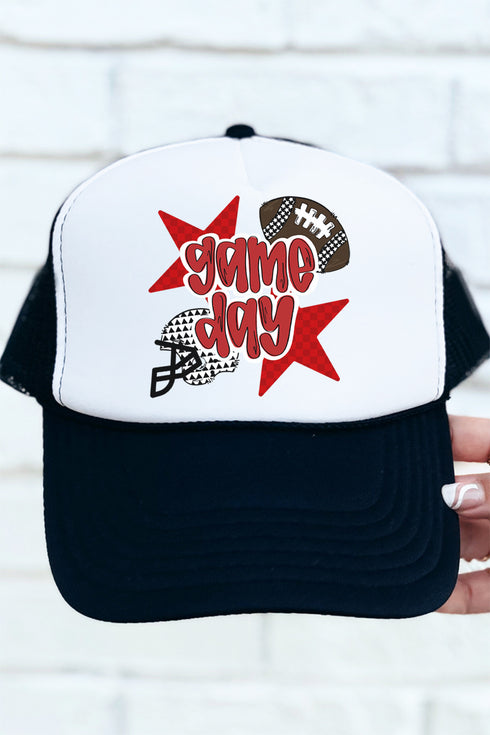 Red Football Fever Otto Black with White Foam Front Trucker Hat