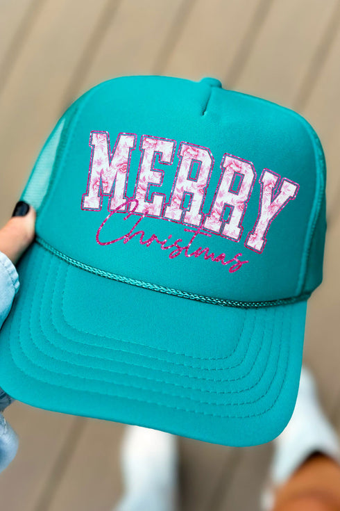 Chinoiserie Pink Merry Christmas Otto Jade Foam Front Trucker Hat