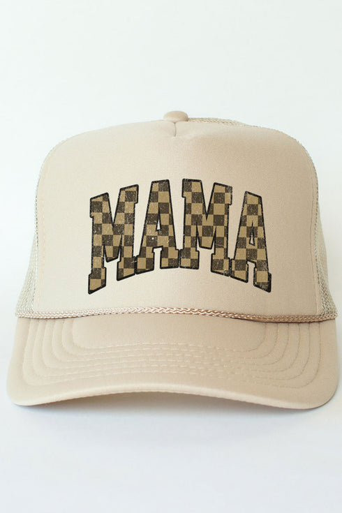 Olive Checkered Mama Otto Khaki Foam Front Trucker Hat