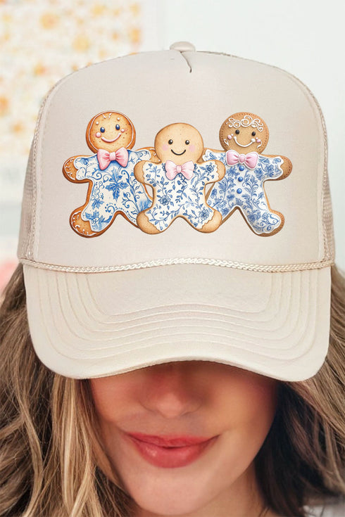 Gingerbread Chinoiserie Christmas Otto Khaki Foam Front Trucker Hat