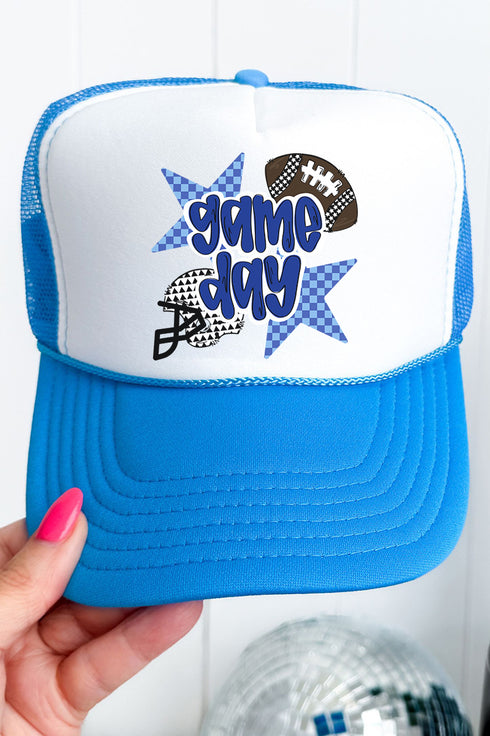 Royal Blue Football Fever Otto Neon Blue with White Foam Front Trucker Hat