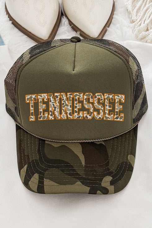 Orange Tennessee Camo Otto Camo with Moss Green Foam Front Trucker Hat