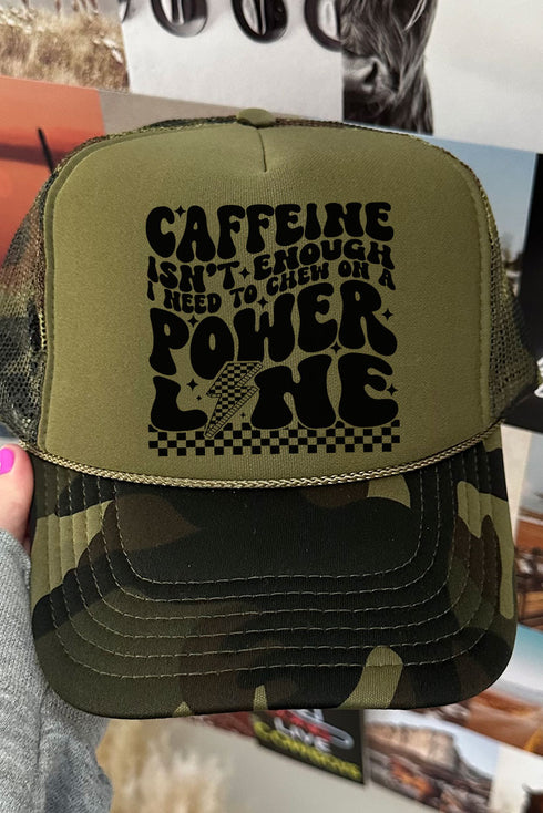 Caffeine Isn't Enough Otto Camo with Moss Green Foam Front Trucker Hat