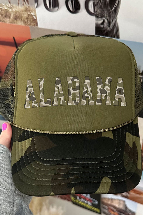 Camo Alabama Otto Camo with Moss Green Foam Front Trucker Hat