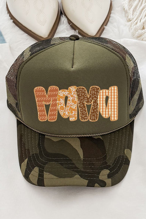 Fall Daze Mama Otto Camo with Moss Green Foam Front Trucker Hat