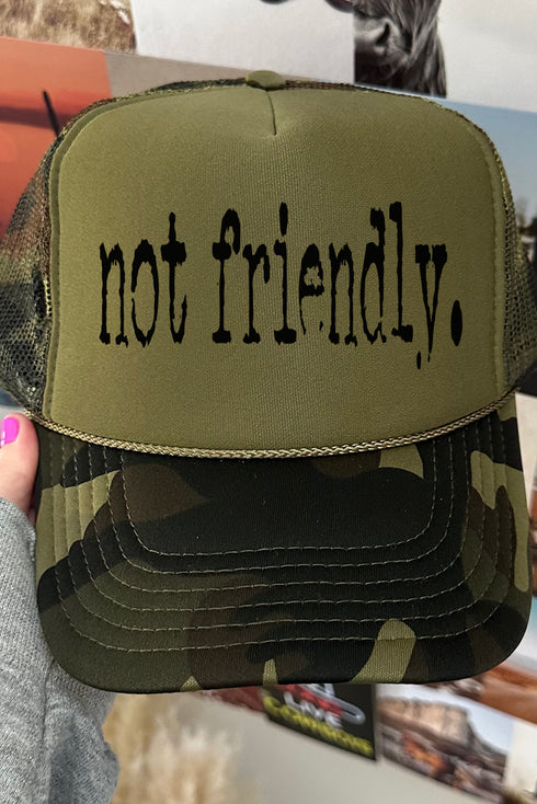 Not Friendly Otto Camo with Moss Green Foam Front Trucker Hat