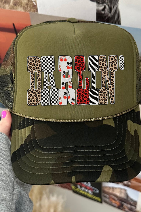 Patterned Darlin' Otto Camo with Moss Green Foam Front Trucker Hat