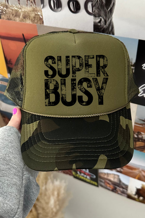 Super Busy Otto Camo with Moss Green Foam Front Trucker Hat