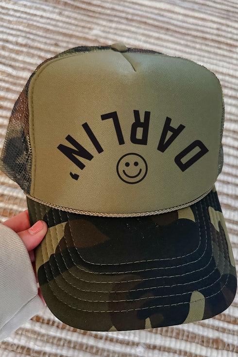 Upside Down Darlin' Otto Camo with Moss Green Foam Front Trucker Hat