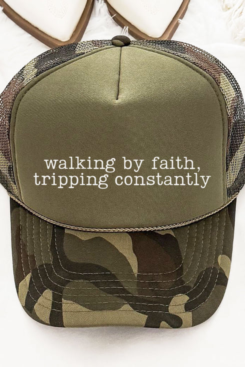 Walking By Faith Otto Camo with Moss Green Foam Front Trucker Hat