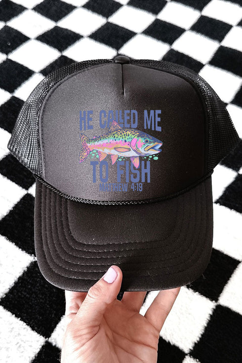 He Called Me To Fish Otto Black Foam Front Trucker Hat