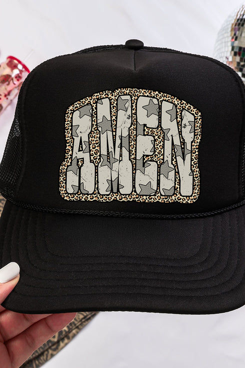Leopard Star Amen Otto Black Foam Front Trucker Hat