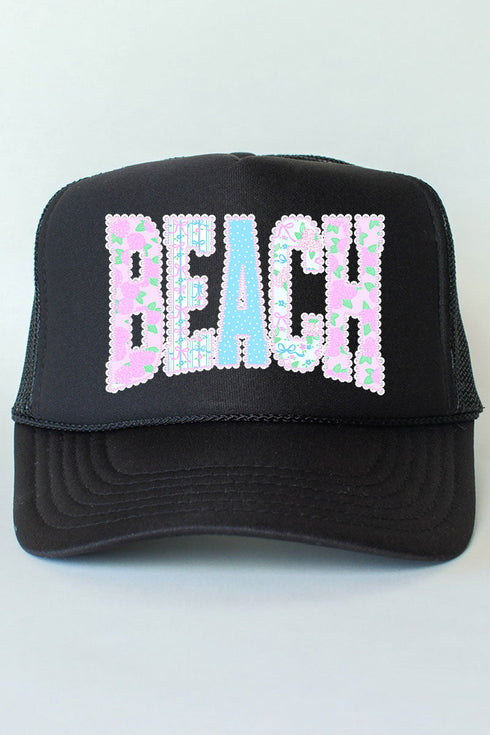 Seaside Lace Series Otto Black Foam Front Trucker Hat