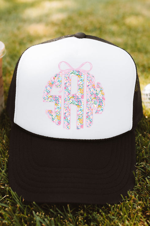 Garden Party Monogram Otto Black with White Foam Front Trucker Hat