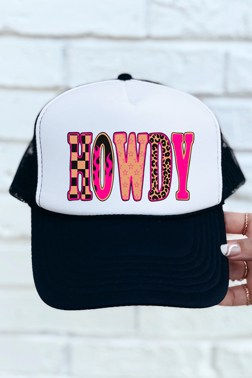 Pink Heat Howdy Otto Black with White Foam Front Trucker Hat