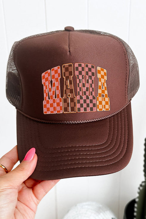 Girlie Check Mama Otto Brown Foam Front Trucker Hat
