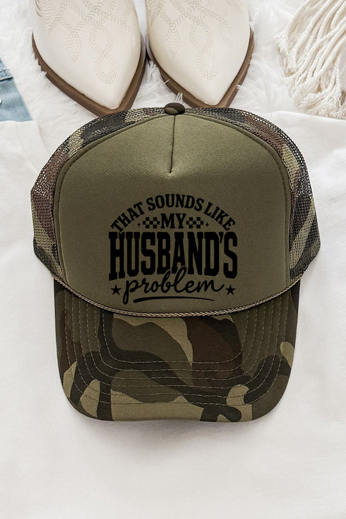 Husband's Problem Otto Camo with Olive Green Foam Front Trucker Hat