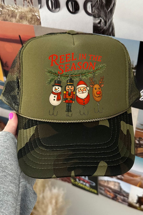 Reel In The Season Otto Camo with Olive Green Foam Front Trucker Hat