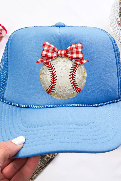 Painted Baseball Bow Otto Columbia Blue Foam Front Trucker Hat