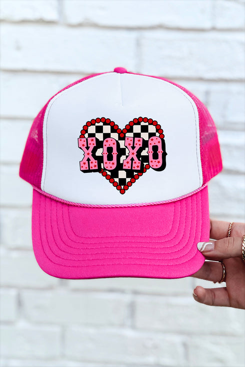 Rockabilly XOXO Otto Hot Pink with White Foam Front Trucker Hat