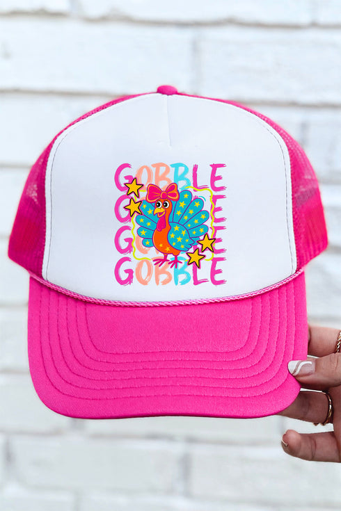 Gobble Doodle Turkey Otto Hot Pink with White Foam Front Trucker Hat