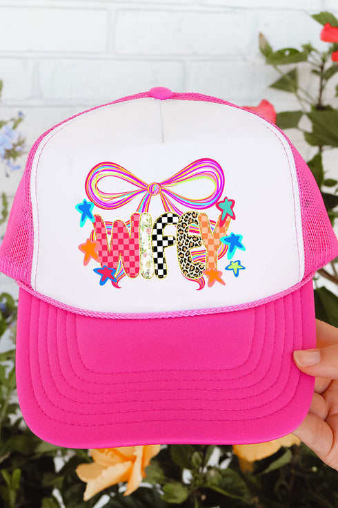 Colorful Preppy Wifey Otto Hot Pink with White Foam Front Trucker Hat