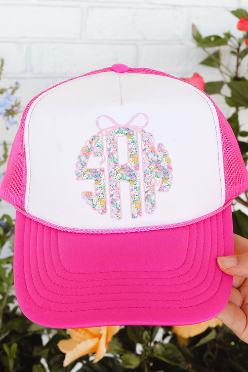 Garden Party Monogram Otto Hot Pink with White Foam Front Trucker Hat