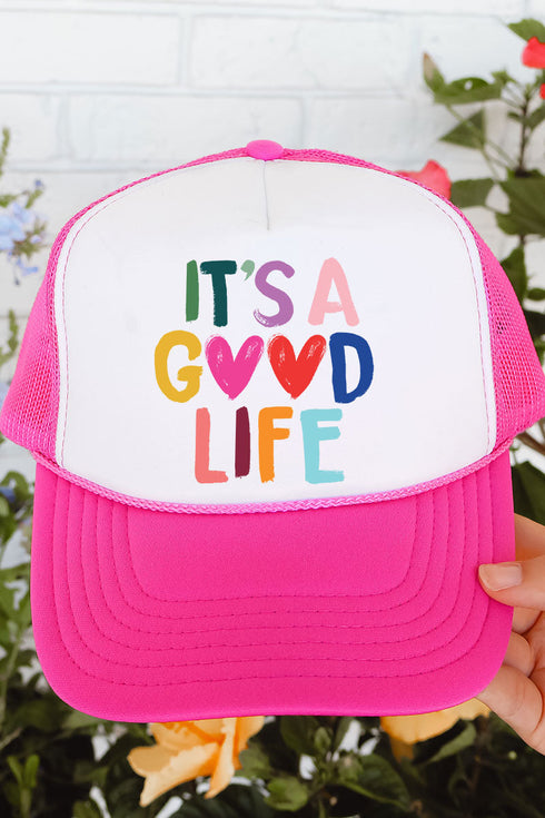 Heart It's A Good Life Otto Hot Pink with White Foam Front Trucker Hat