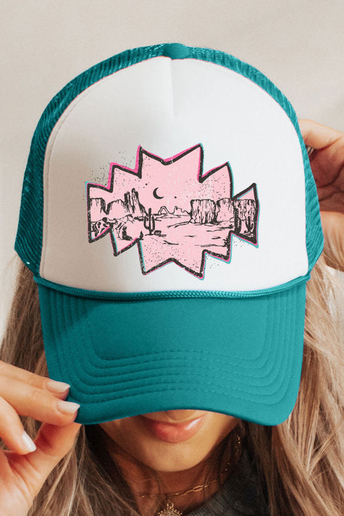 Pink Mesa Moonrise Otto Jade with White Foam Front Trucker Hat