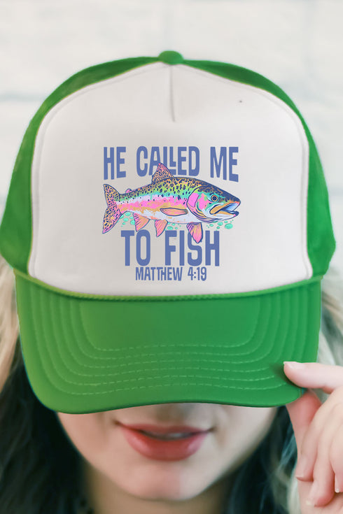 He Called Me To Fish Otto Kelly Green with White Foam Front Trucker Hat