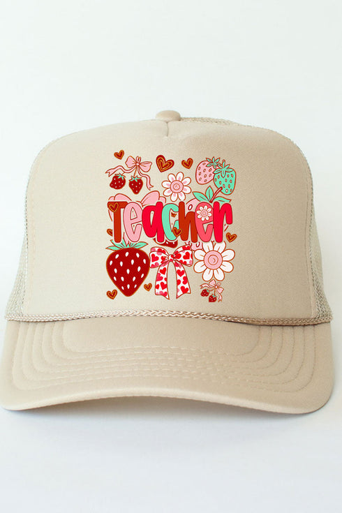 Berry Sweet Teacher Otto Foam Front Trucker Hat