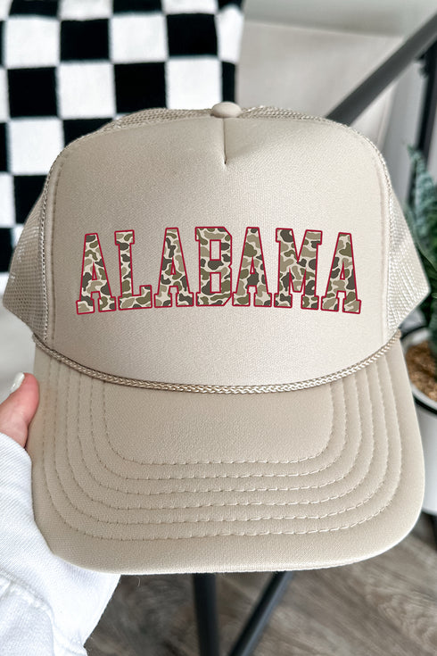 Crimson Alabama Camo Otto Khaki Foam Front Trucker Hat