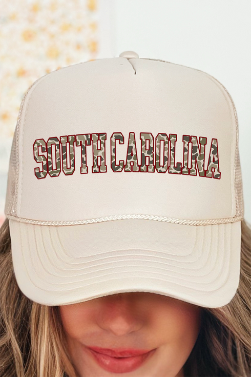 Garnet South Carolina Camo Otto Khaki Foam Front Trucker Hat
