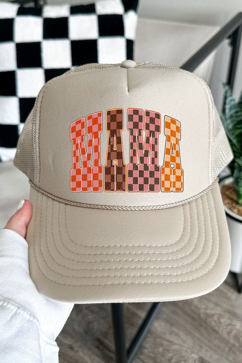 Girlie Check Mama Otto Khaki Foam Front Trucker Hat